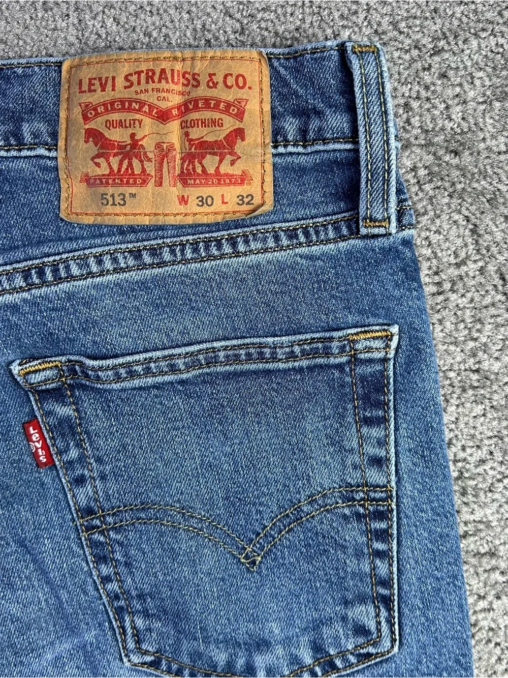 Levis 513 Jeans Mens 30x31 Blue Slim Straight Medium Wash Stretch Denim Classic